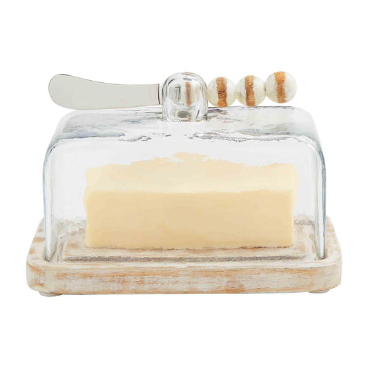 The Porch Mud Pie White Beaded Butter Dish Set