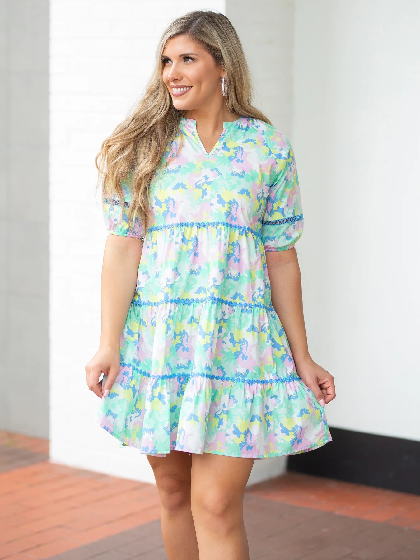 Michelle Mcdowell Spring Blooms Blue Palmer Dress