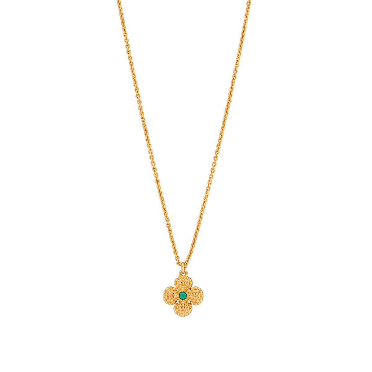 Capucine De Wulf Berry Clover Double Sided Charm Necklace, 16"+2" - Malachite