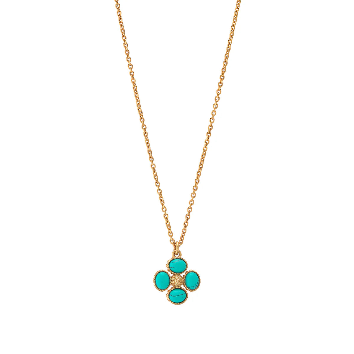 Capucine De Wulf Clover Double Sided Charm Necklace, 16"+2" - Turquoise
