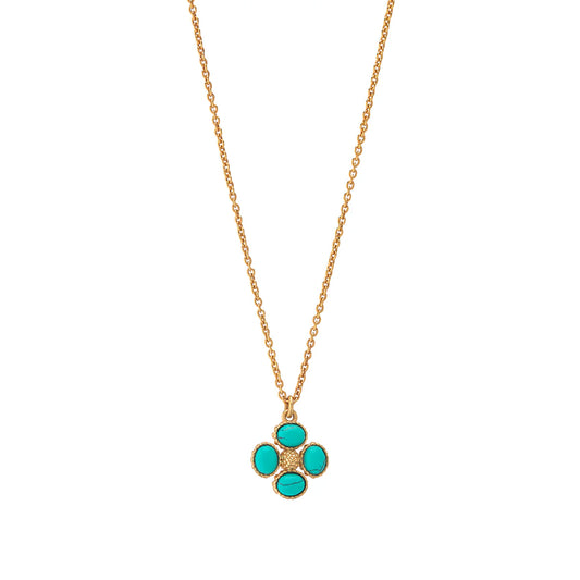 Capucine De Wulf Clover Double Sided Charm Necklace, 16"+2" - Turquoise