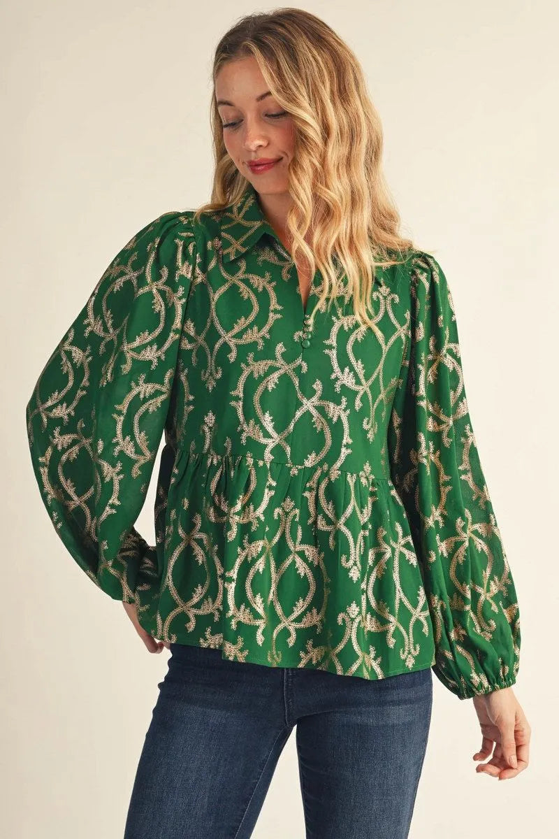 Evergreen Gold Detail Long Sleeve