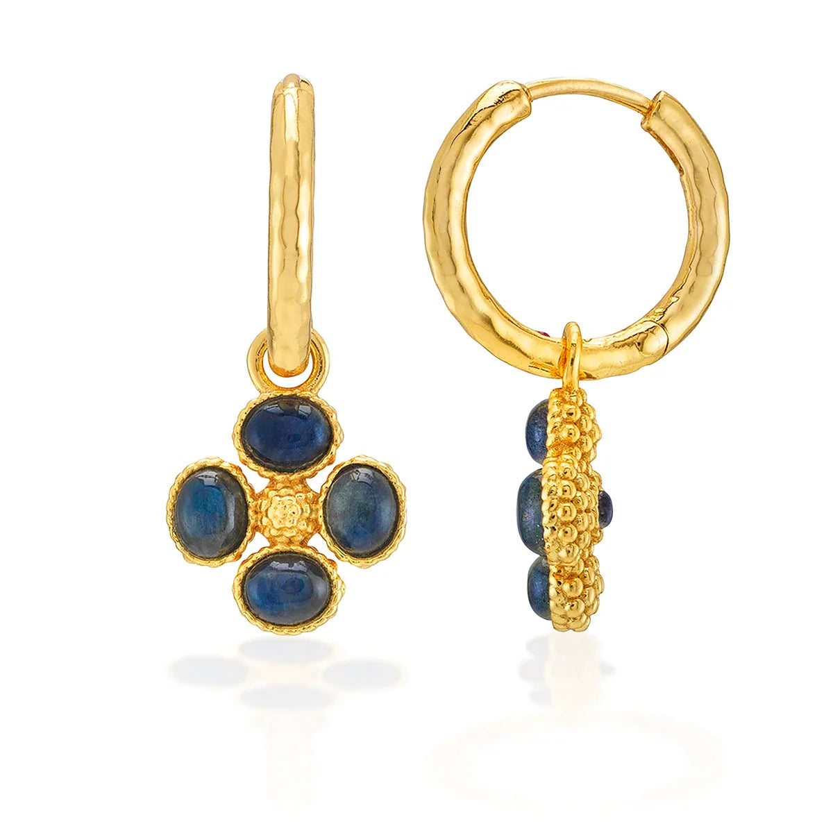 Capucine De Wulf Berry Clover Hoop Earrings with Double Sided Charm - Blue Labradorite