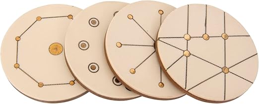 Bloomingville Round Wood and Resin Coasters with Brass Insert