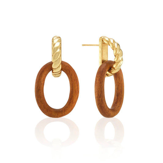 Capucuine De Wulf Earth Goddess Link Drop Earrings- Teak
