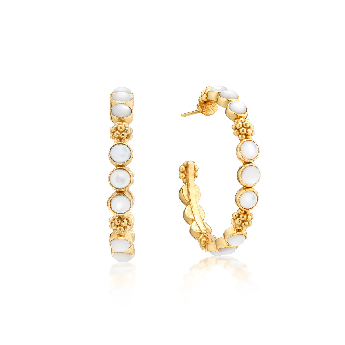 Capucine De Wulf Berry Gem Medium Hoop Earrings - MOP