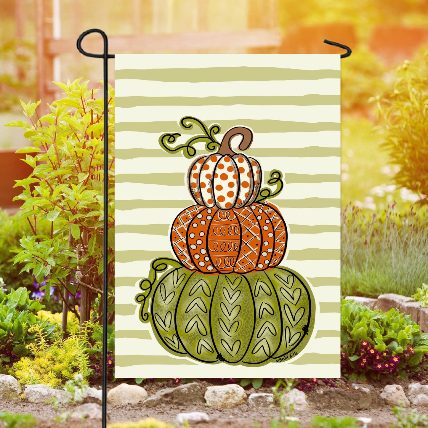 The Porch Baxter and Me Pumpkin Doodle Stack Garden Flag