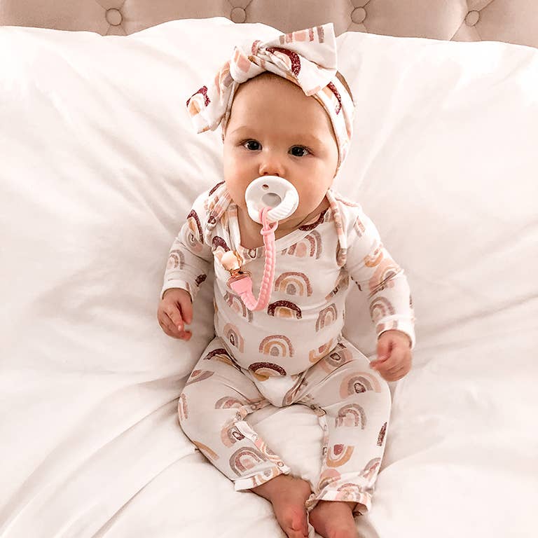 The Porch Sweetie Strap™ Silicone One-Piece Pacifier Clips: Blue Beaded