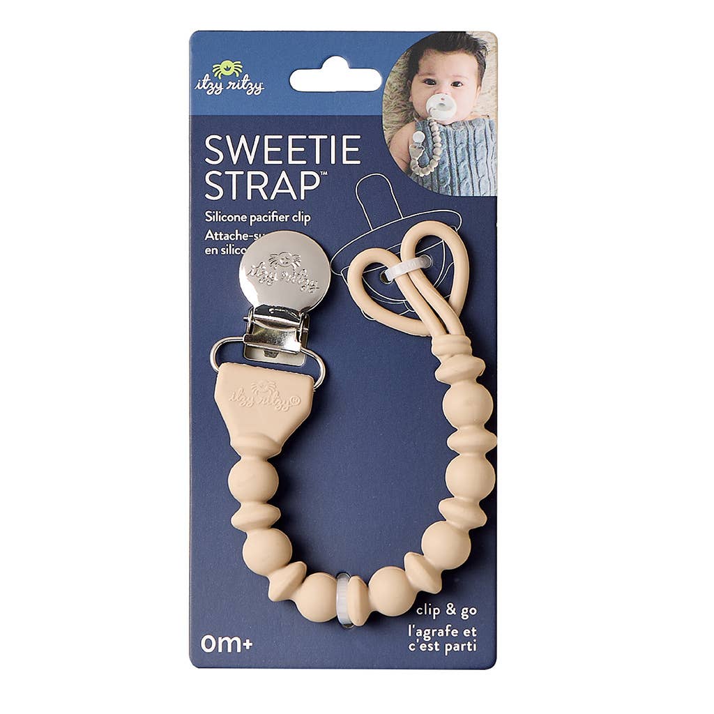 The Porch Sweetie Strap™ Silicone One-Piece Pacifier Clips: Blue Beaded