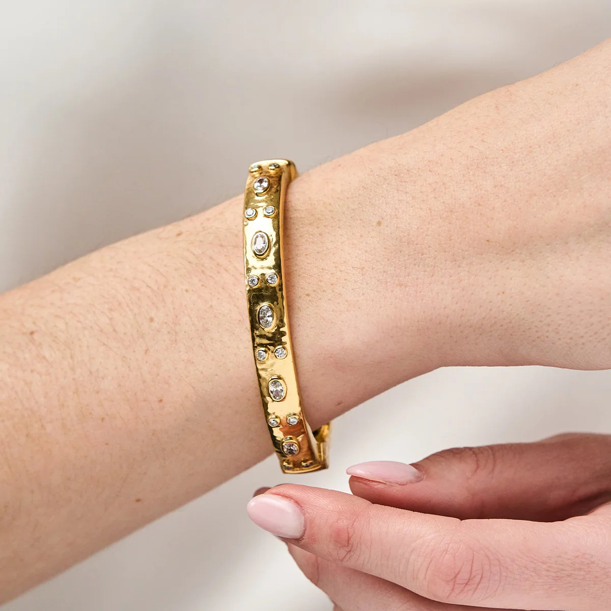 Capucine De Wulf Maharani Hinged Bangle - Clear Cubic Zirconia