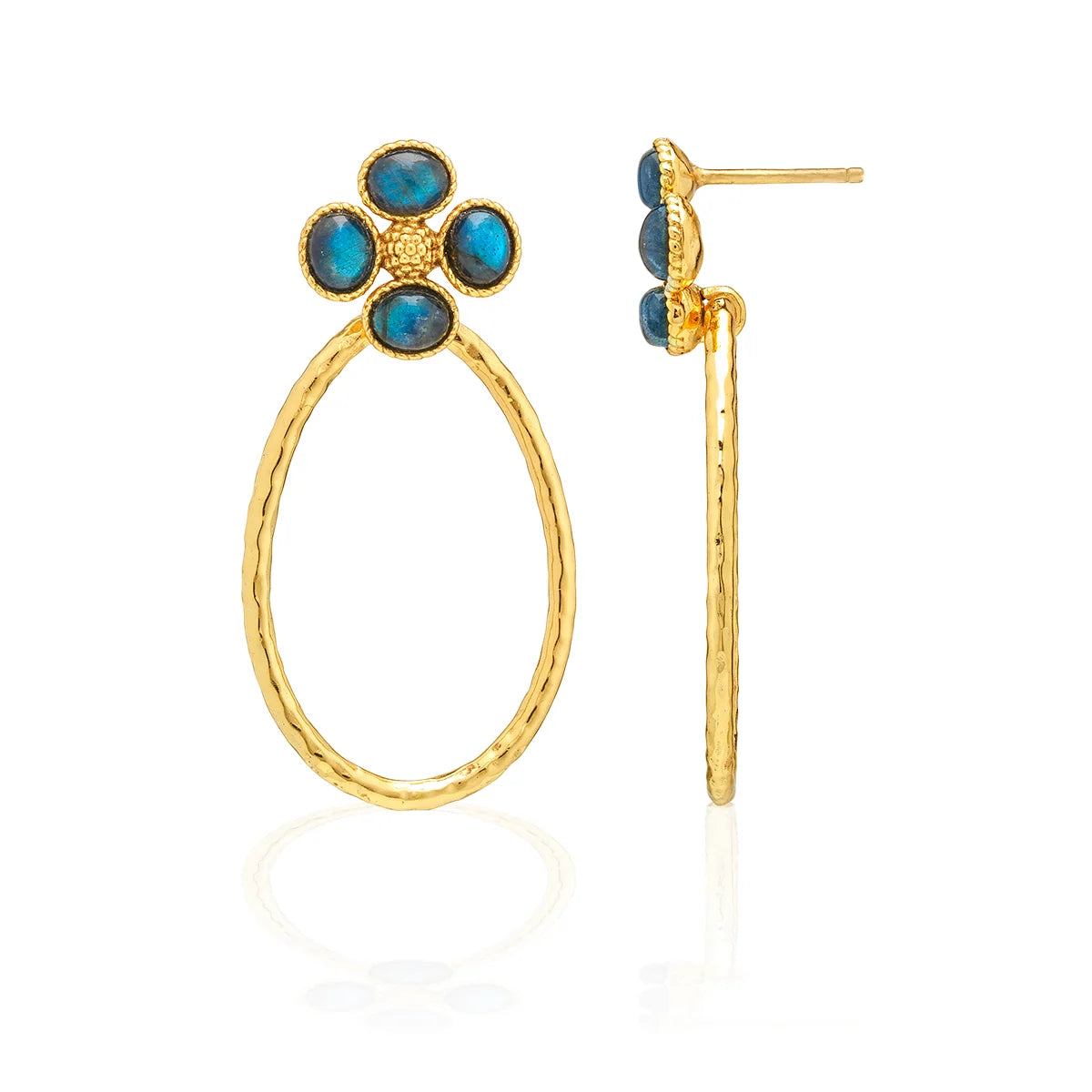 Capucine De Wulf Berry Clover Teardrop Earrings - Blue Labradorite