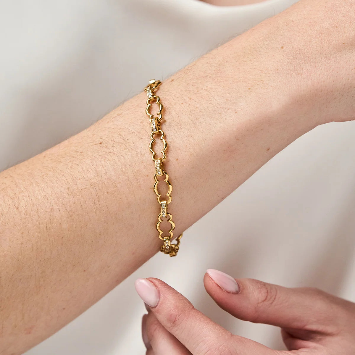 Capuine De Wulf Maharani Petite Chain Bracelet, 7"+2" - Clear Cubic Zirconia
