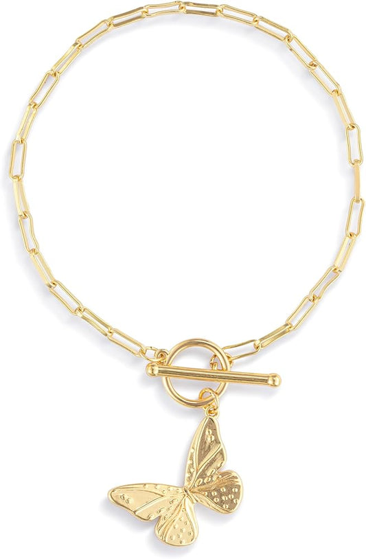 Demdaco Butterfly Toggle Gold Bracelet 6.5 in