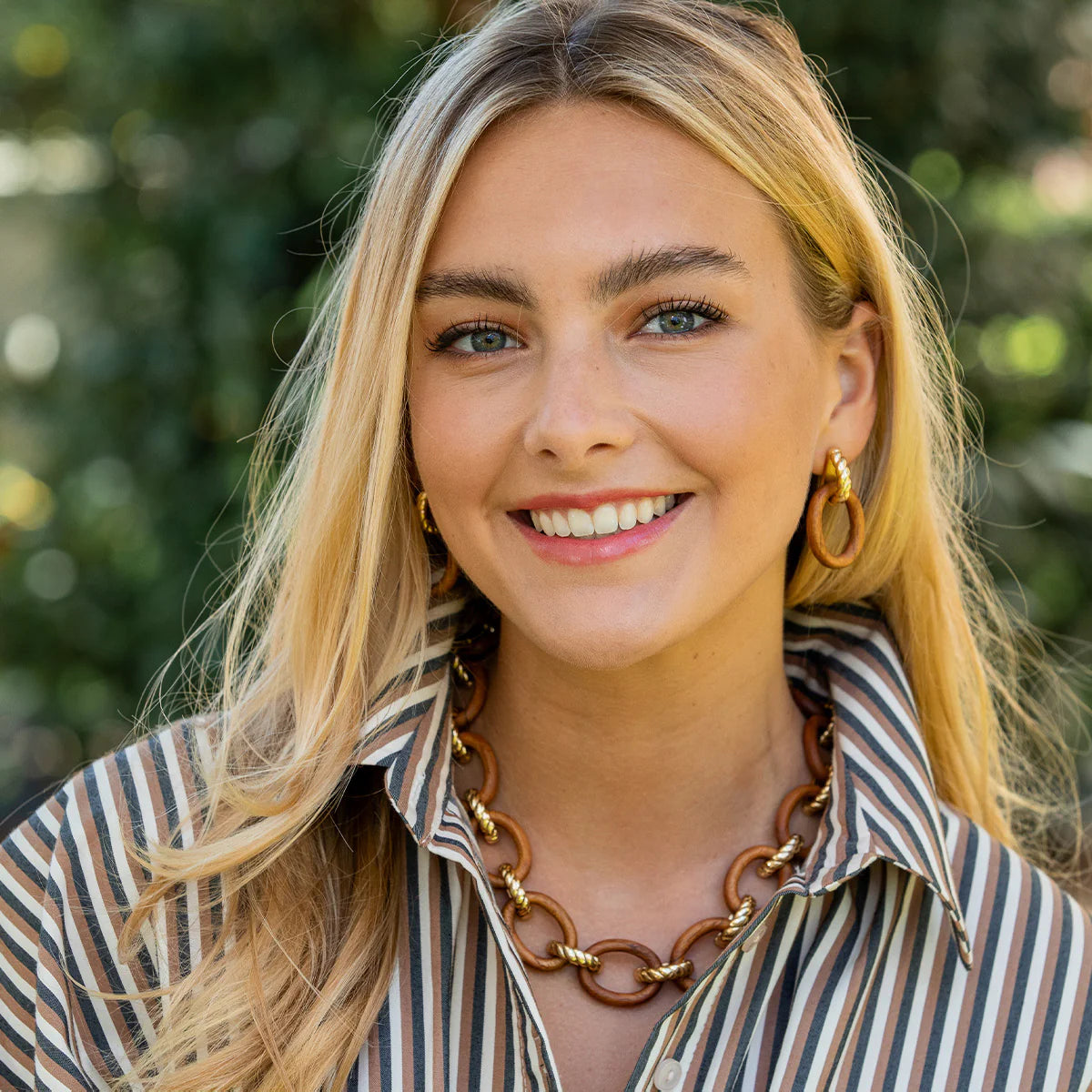 Capucuine De Wulf Earth Goddess Link Drop Earrings- Teak