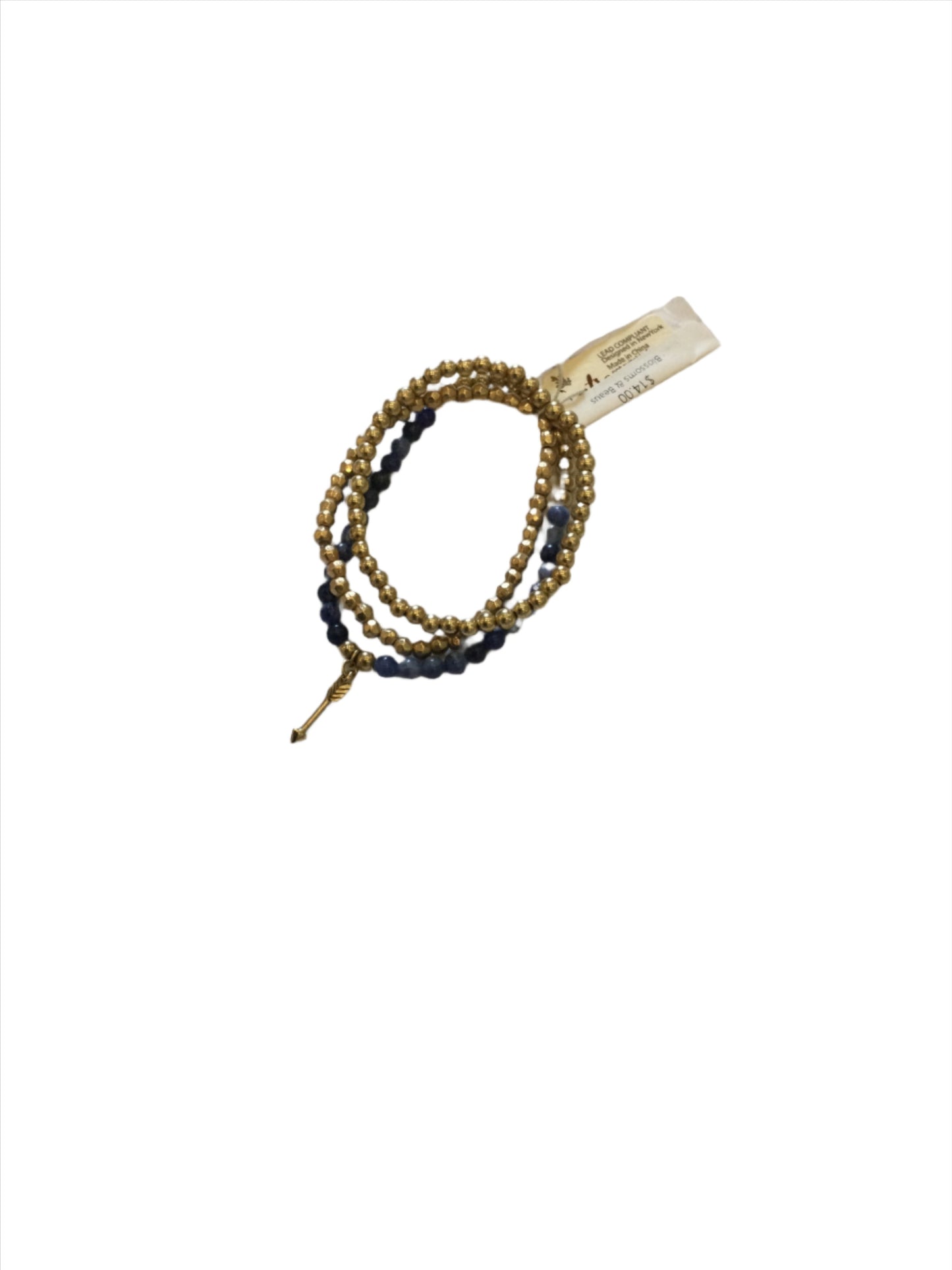 Golden Stella Gold & Blue Beaded Bracelet Set