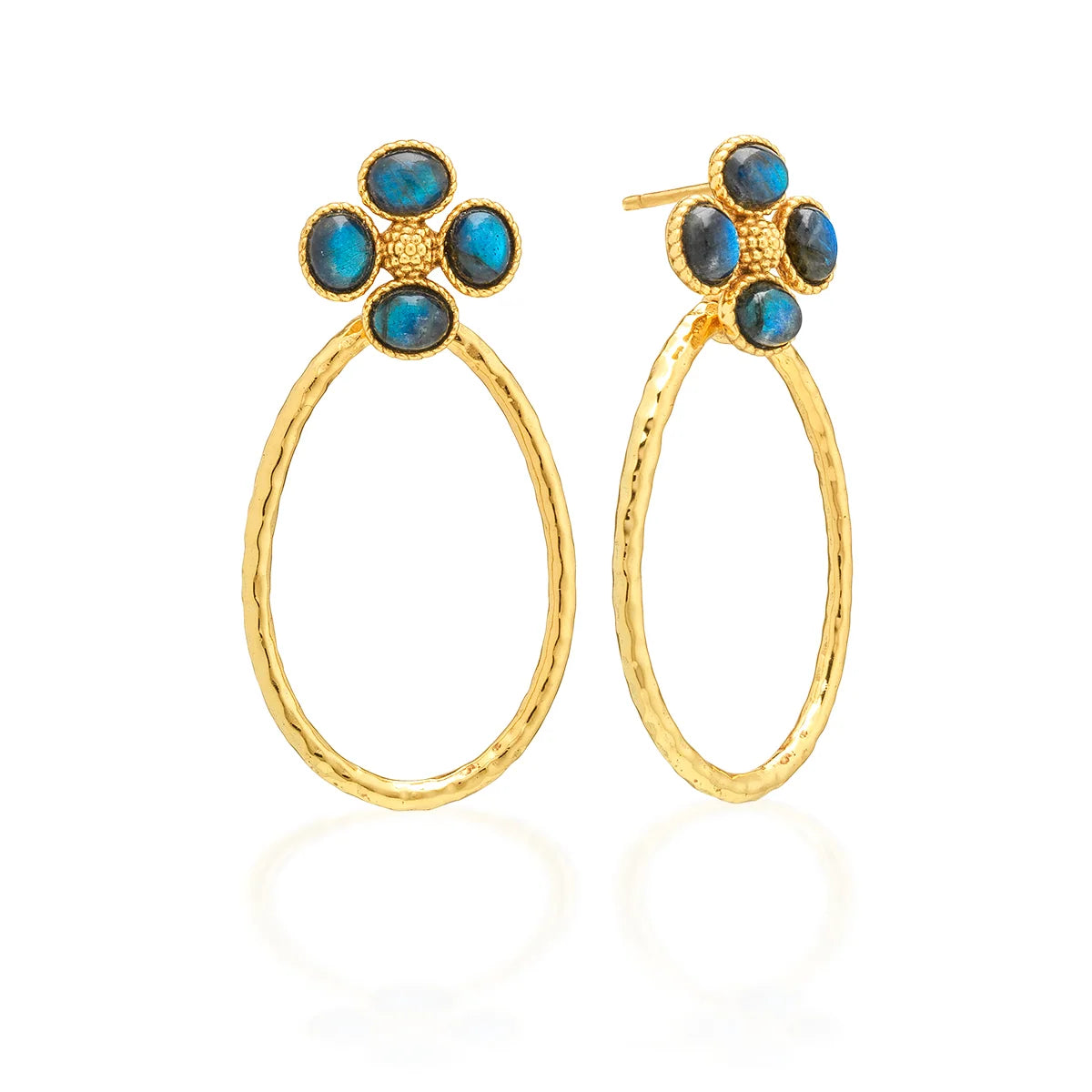 Capucine De Wulf Berry Clover Teardrop Earrings - Blue Labradorite