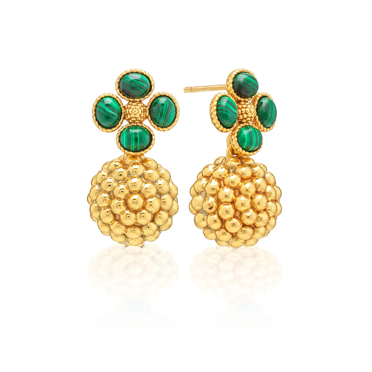 Capucine De Wulf Berry Clover Drop Earrings- Malachite