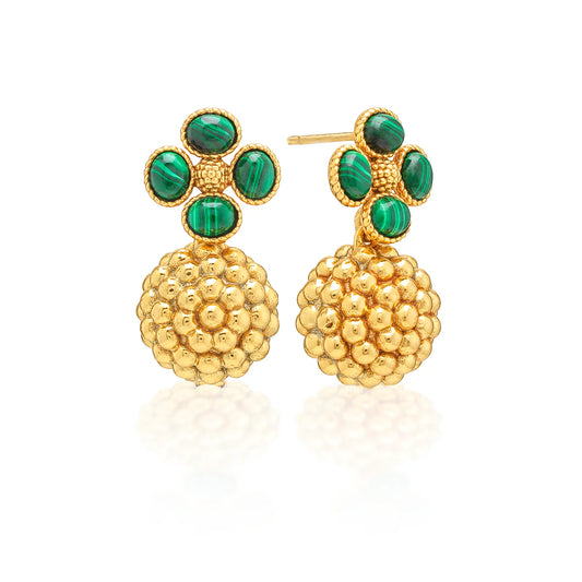Capucine De Wulf Berry Clover Drop Earrings- Malachite
