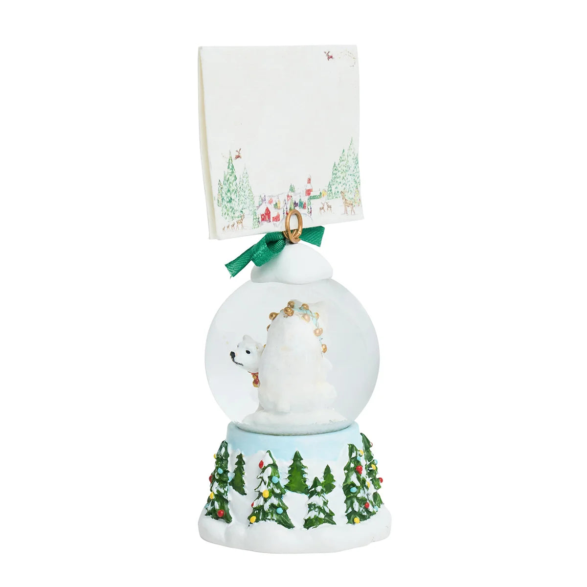 North Pole Polar Bear Snow Globe Place Card Holder