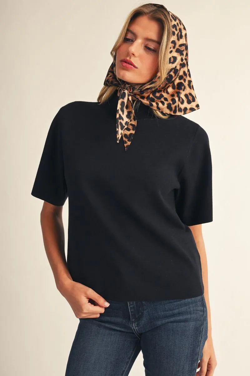 Fierce & Fabulous Short Sleeve Top with Scarf