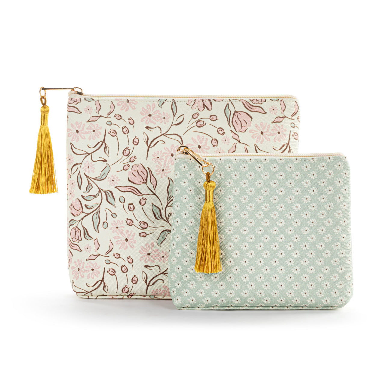 Demdaco Vintage Floral+Daisy Zip Pouch (Set of Two)