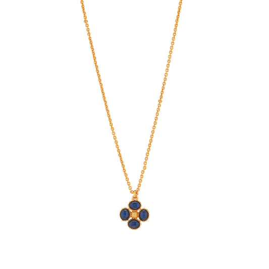 Capucine De Wulf Clover Double Sided Charm Necklace, 16"+2" - Blue Labradorite
