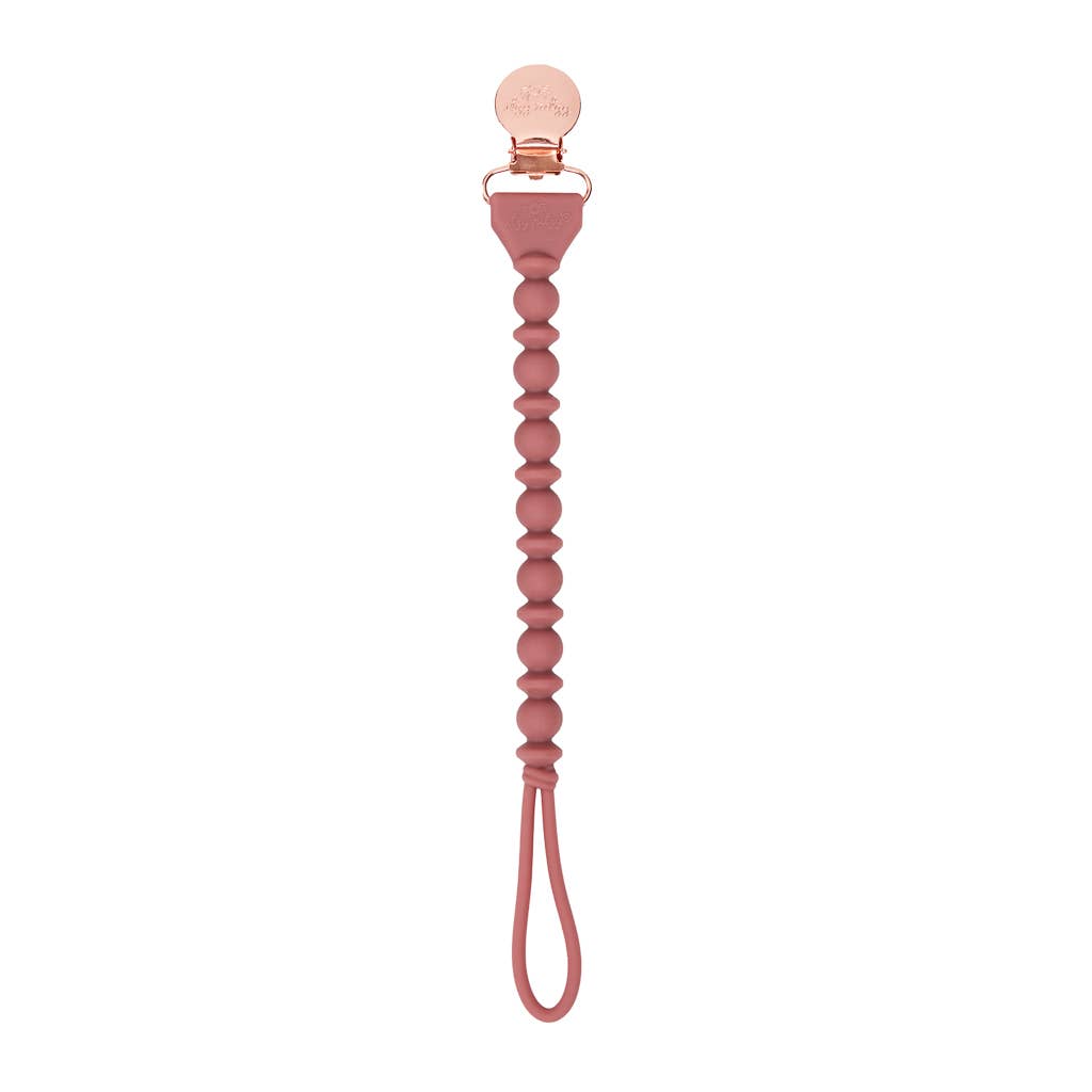 The Porch Sweetie Strap™ Silicone One-Piece Pacifier Clips: Blue Beaded