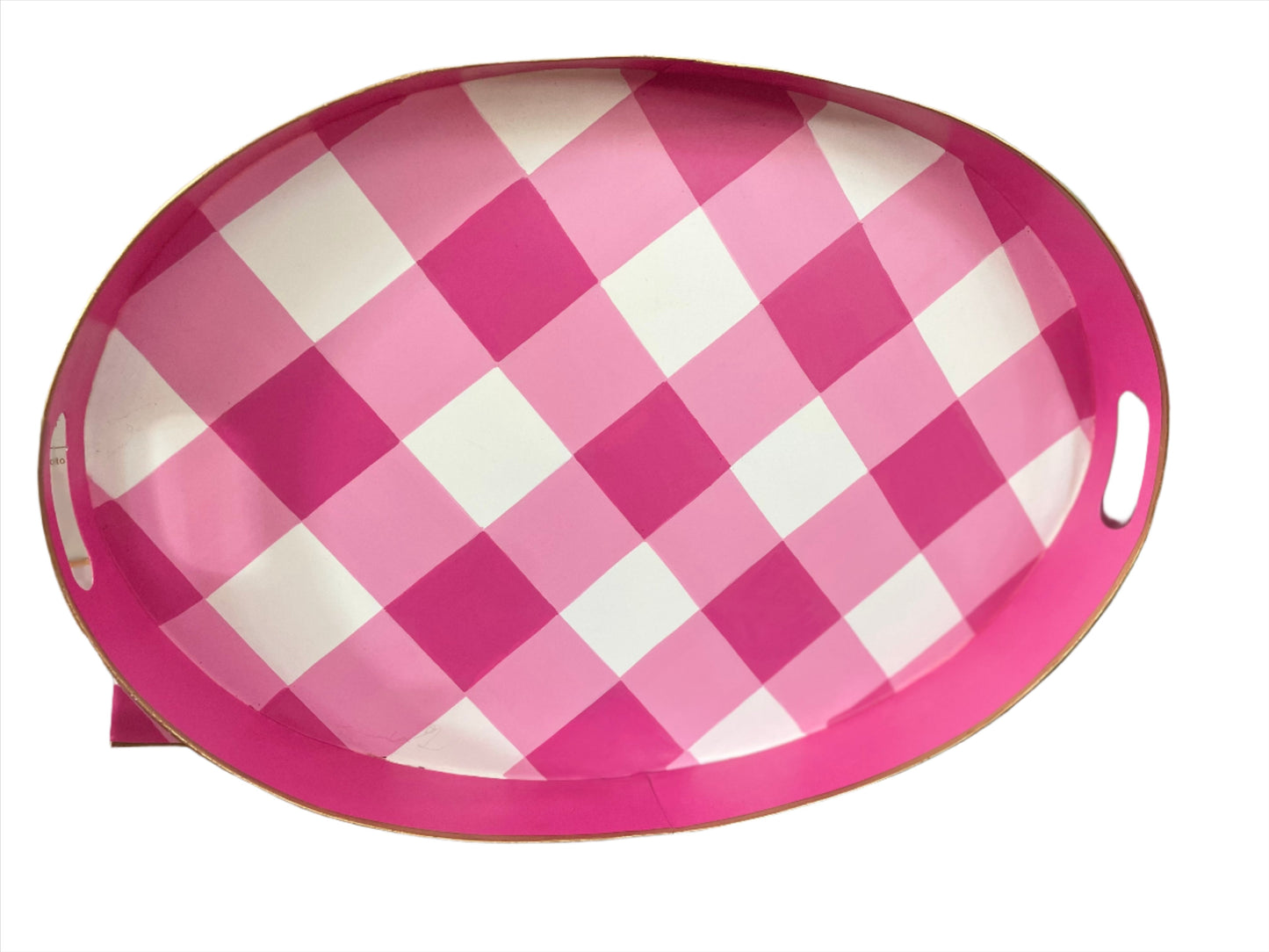 Jaye’s Studio Pink Plaid Oval Tray