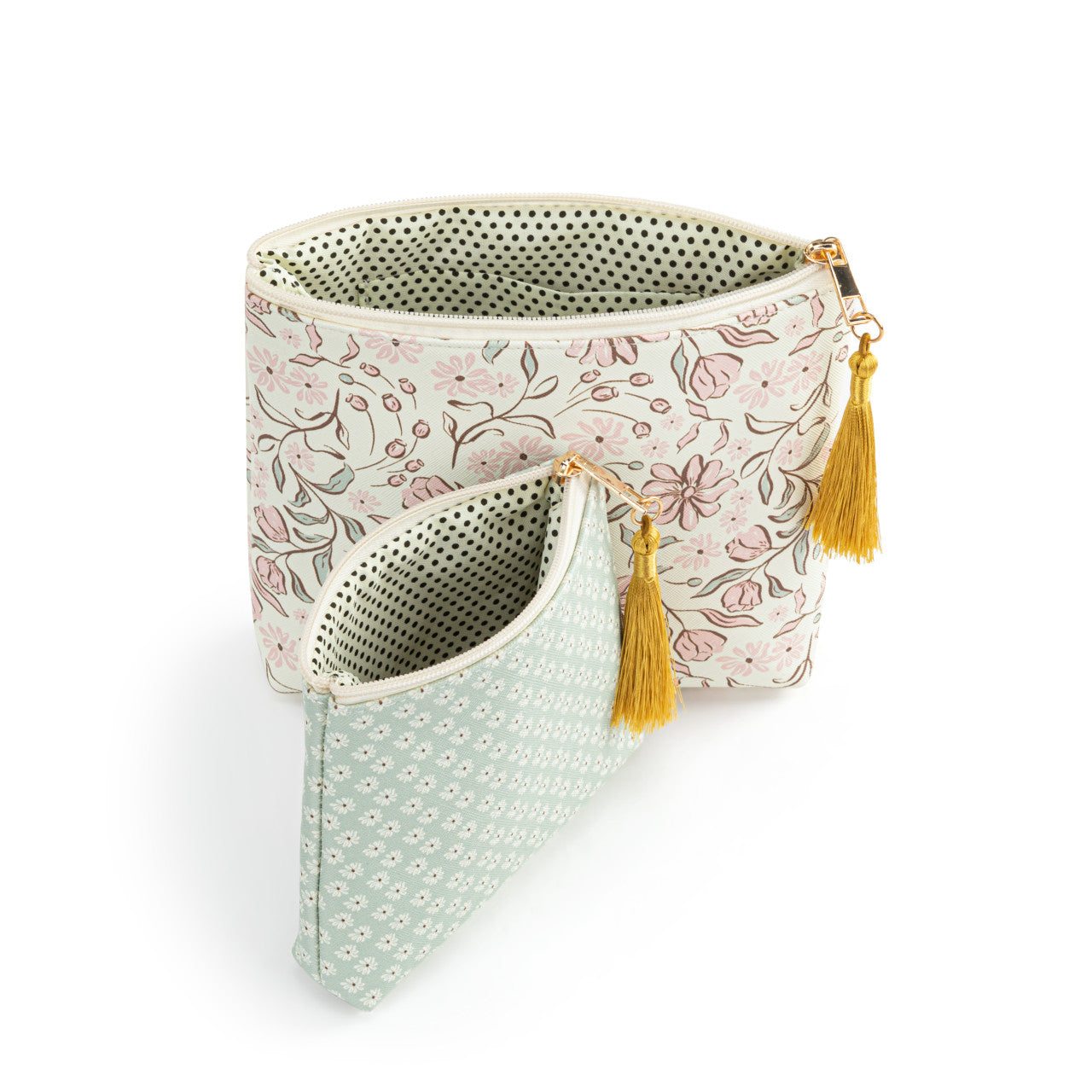 Demdaco Vintage Floral+Daisy Zip Pouch (Set of Two)
