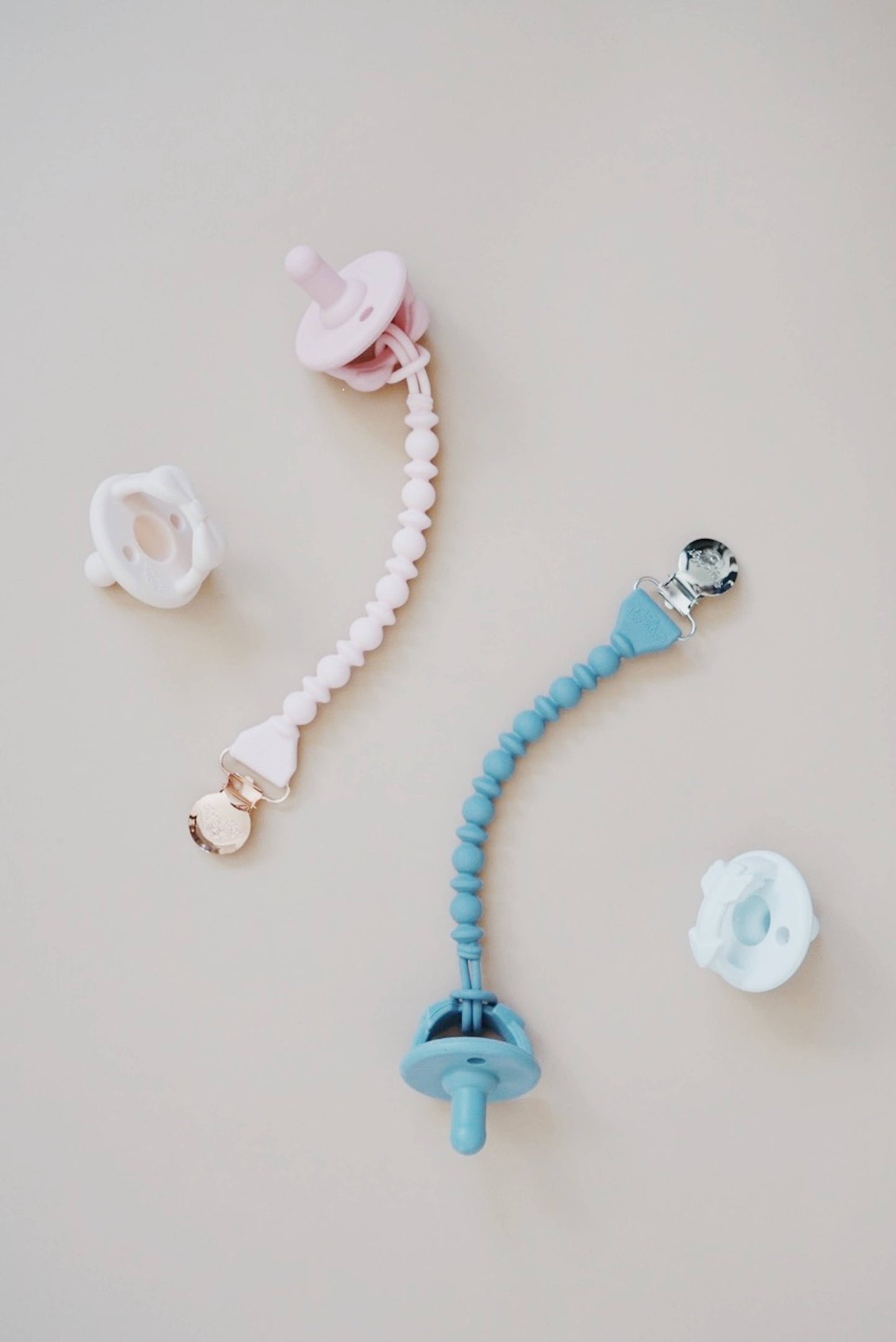 The Porch Sweetie Strap™ Silicone One-Piece Pacifier Clips: Blue Beaded