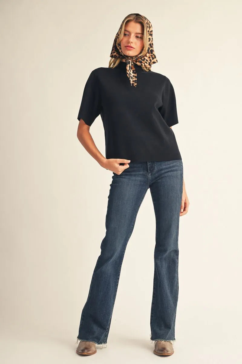 Fierce & Fabulous Short Sleeve Top with Scarf