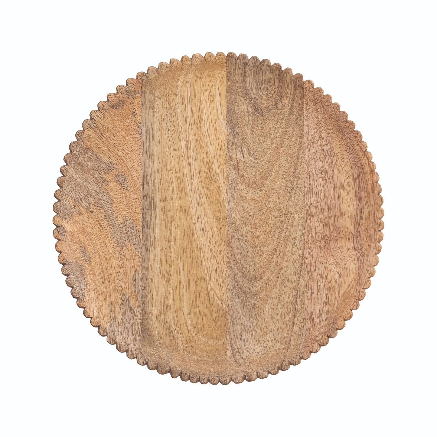 Hazel Mazel 13" Round Mango Wood Scalloped Serving Board