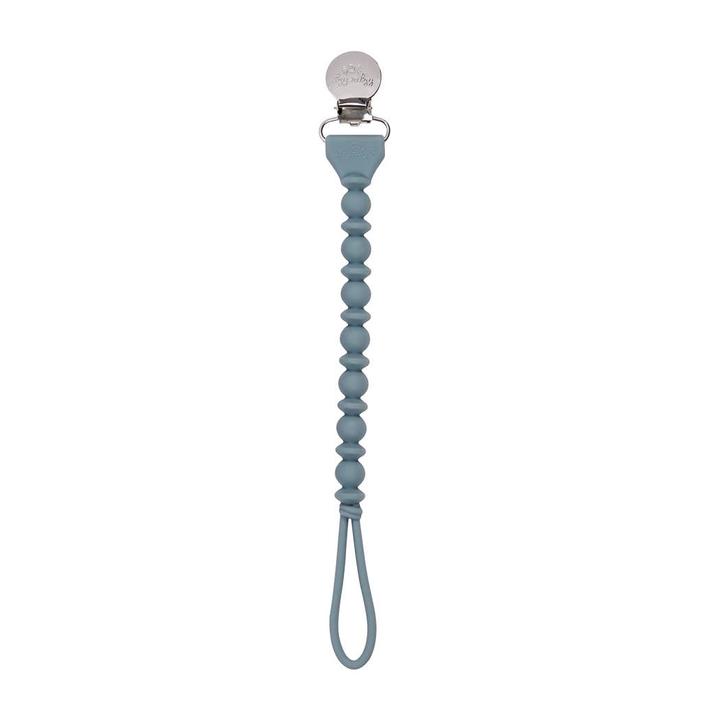 The Porch Sweetie Strap™ Silicone One-Piece Pacifier Clips: Blue Beaded