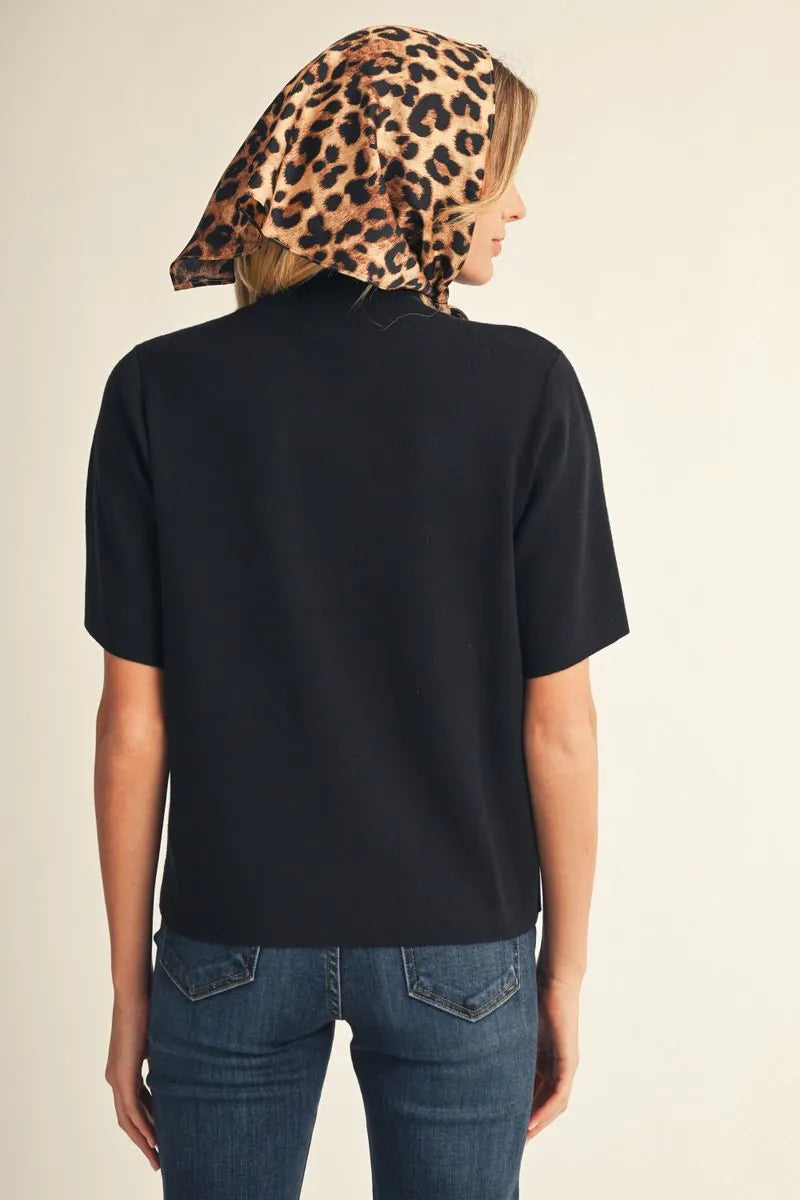 Fierce & Fabulous Short Sleeve Top with Scarf