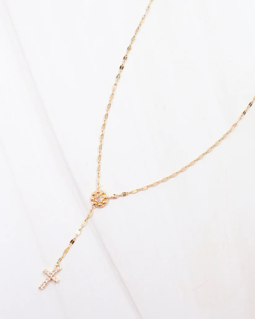 Caroline Hill Violet Cross Y Necklace