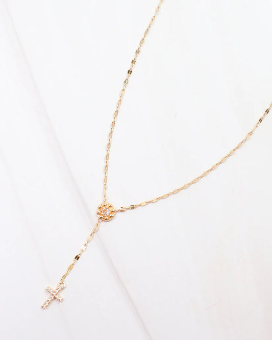 Caroline Hill Violet Cross Y Necklace