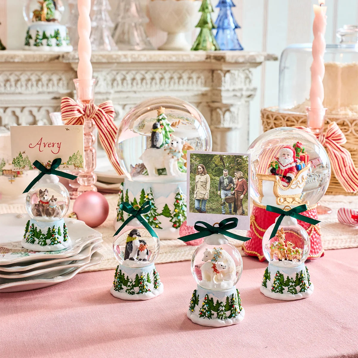 North Pole Penguin Snow Globe Place Card Holder