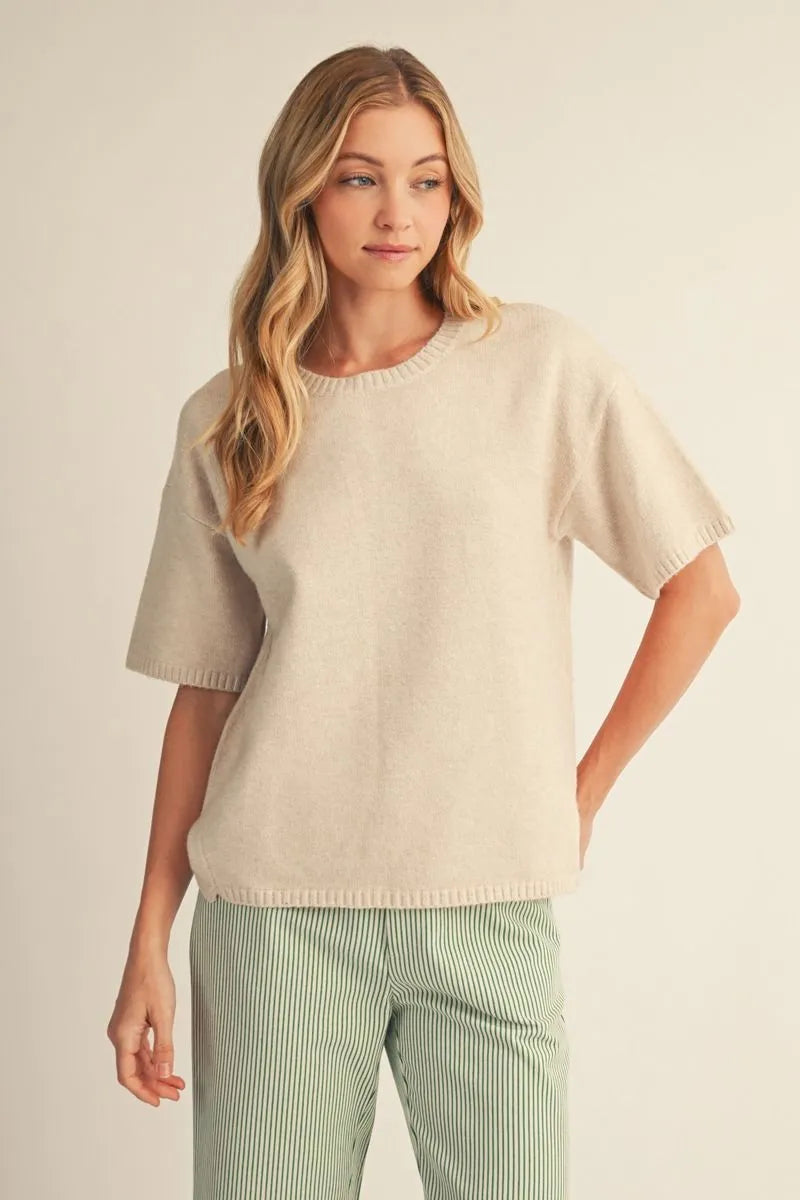 Oats & Honey Short Sleeve Sweater Top