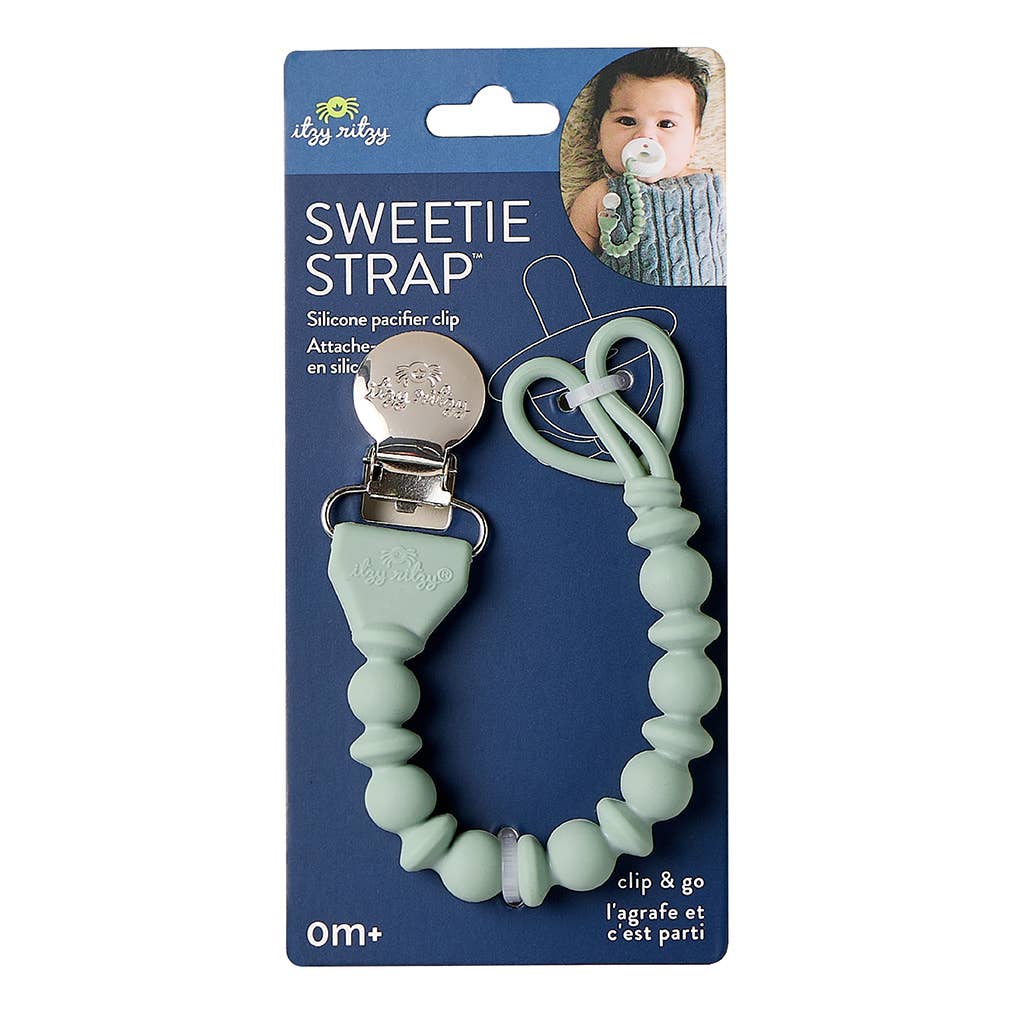 The Porch Sweetie Strap™ Silicone One-Piece Pacifier Clips: Blue Beaded