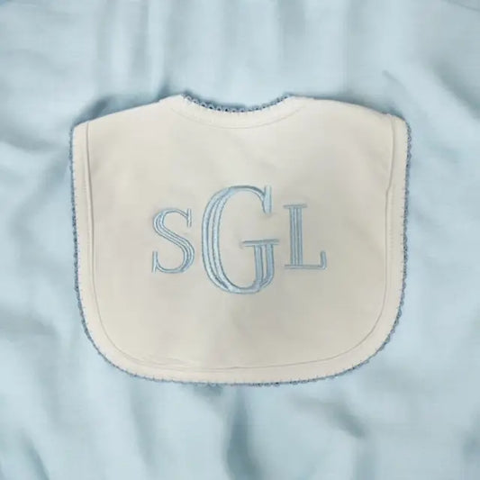 The Porch Zsa Zsa Lolli Blue Picot Trimmed Bib