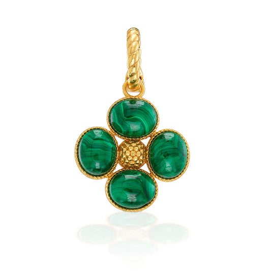 Capucine De Wulf Clover Double Sided Charm/Pendant - Malachite