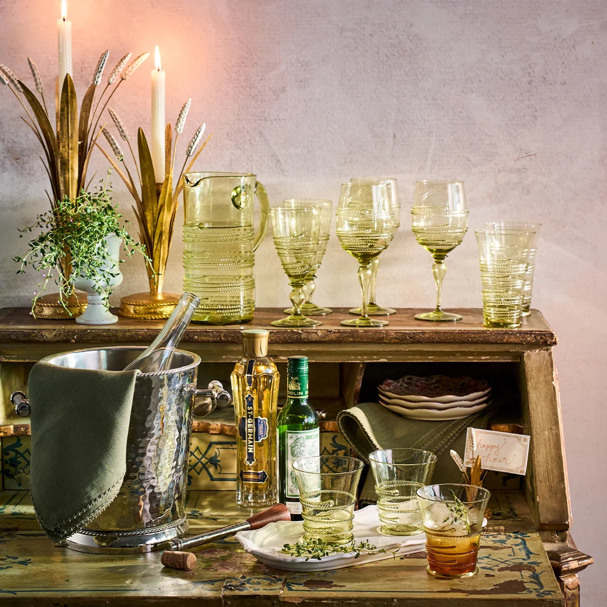 Juliska Ella Wine Glass- Green