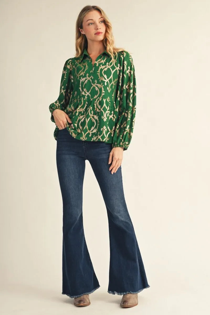 Evergreen Gold Detail Long Sleeve