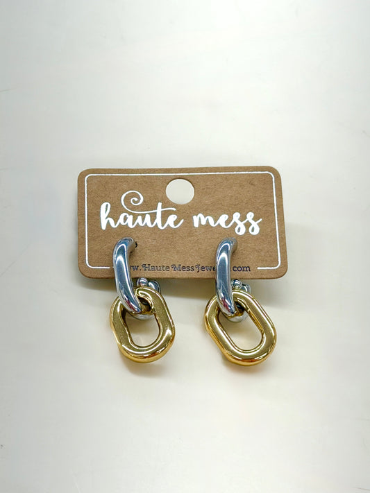 Haute Mess Mixed Metals Link Earrings