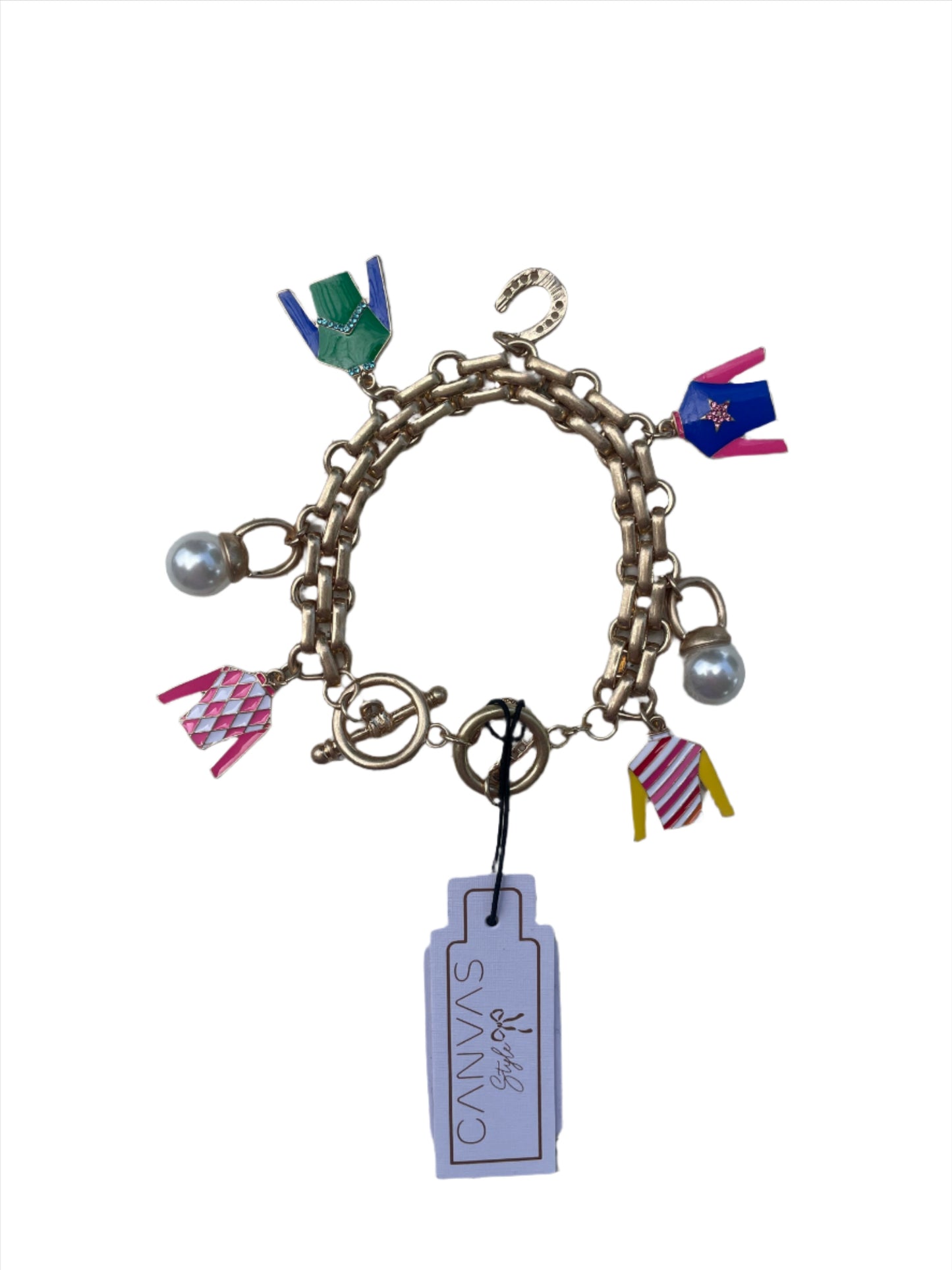 Canvas Style Jockey Charm Bracelet