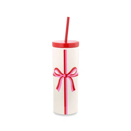 Kate Spade Acrylic Tumbler with Straw, Candy Bow