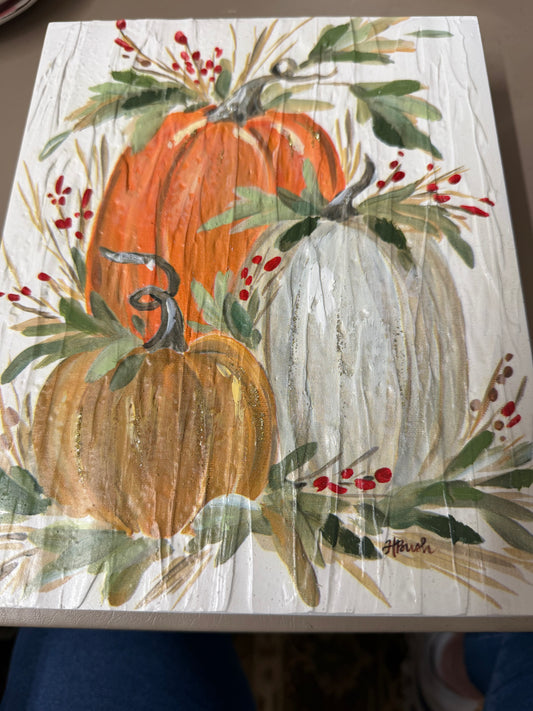 The Porch Raz Pumpkin Scene on Wood