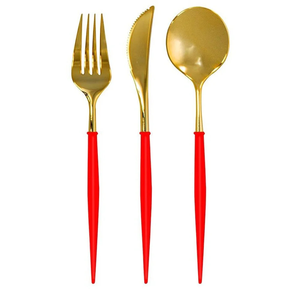 Sophistiplate Bella Gold & Red Cutlery Set