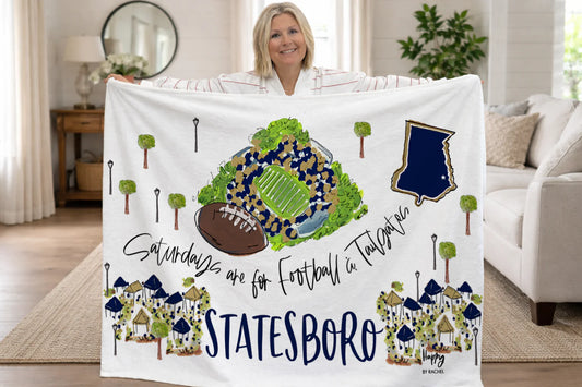 Happy by Rachel Statesboro Saturdays Game Day Fleece Blanket
