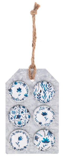 The Porch CBK Home Blue and White Floral Magnet Set